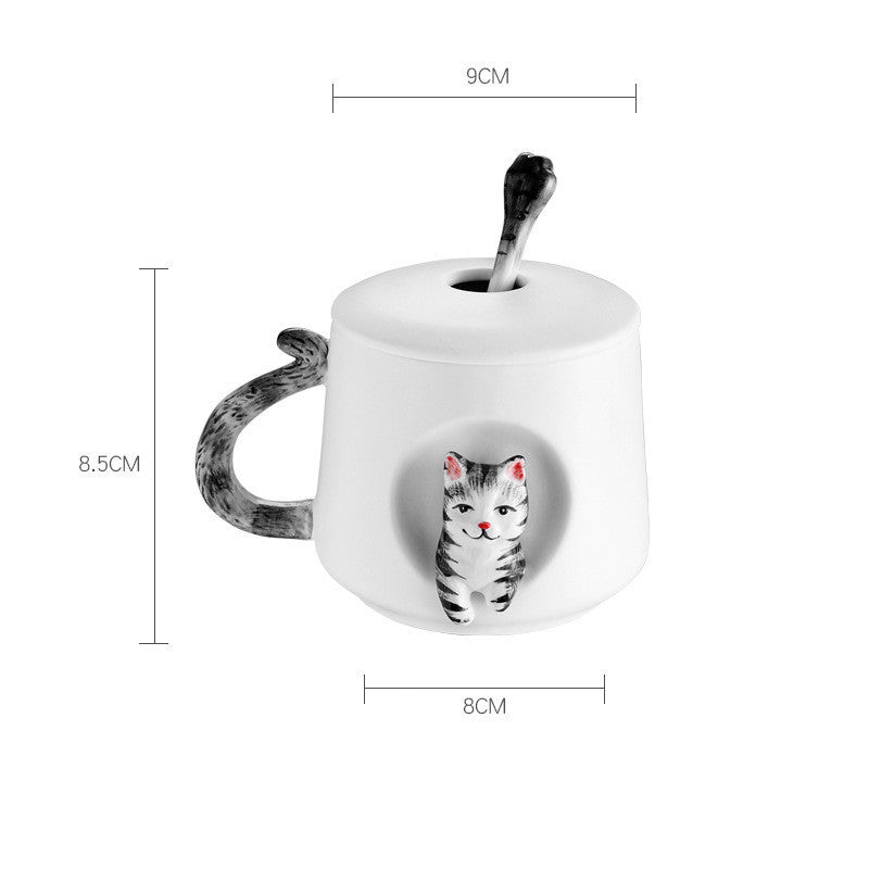Cat Cartoon Ceramic Cup Three Dimensional Relief Mug
