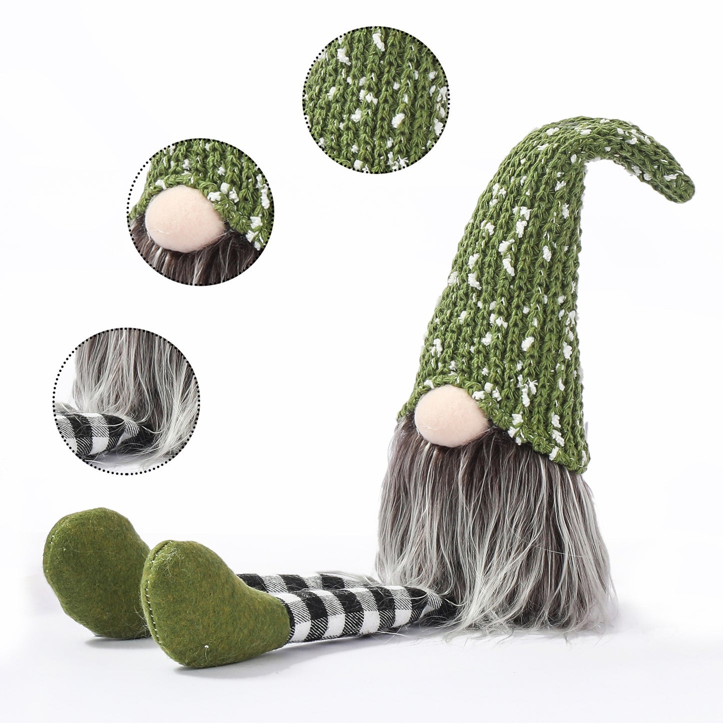 Christmas Decoration Knitted Wool Plaid Long Legs Doll Gift Window Supplies