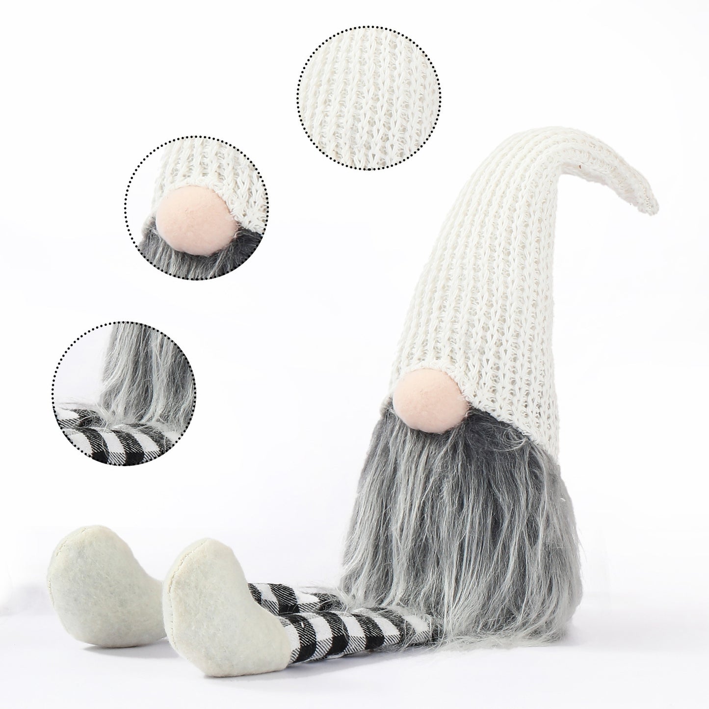 Christmas Decoration Knitted Wool Plaid Long Legs Doll Gift Window Supplies