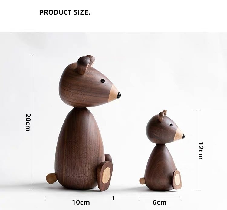 Wooden Cute Bear Figurines Ornaments
