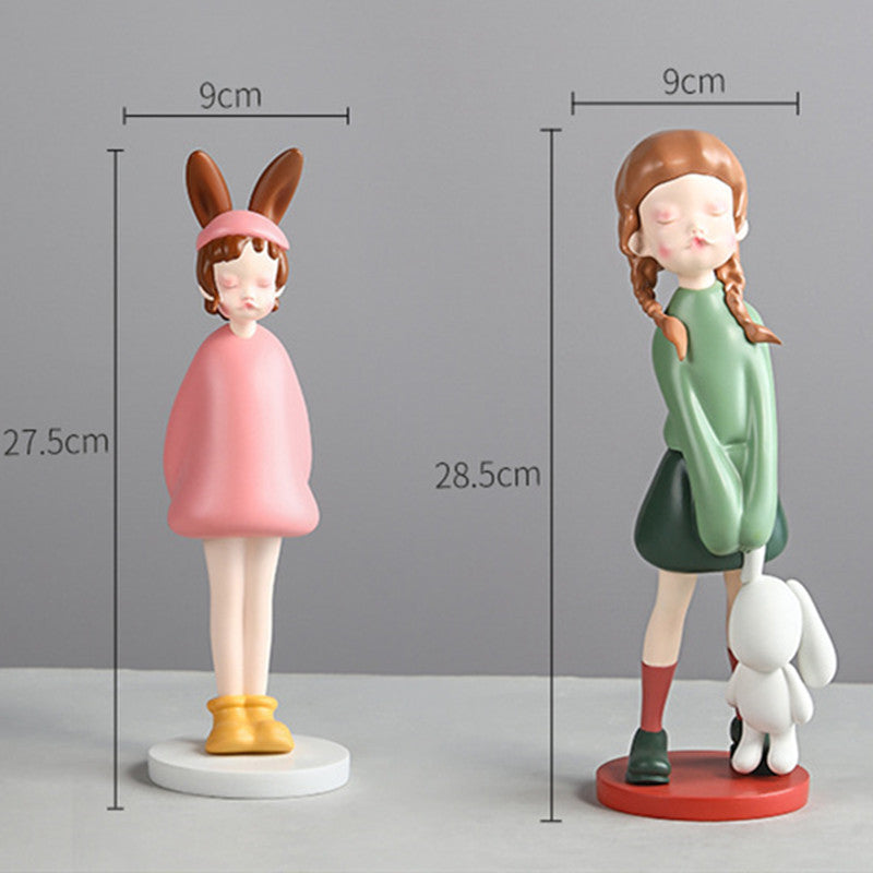 Cute Girl Resin Ornament Home Living Room Desktop