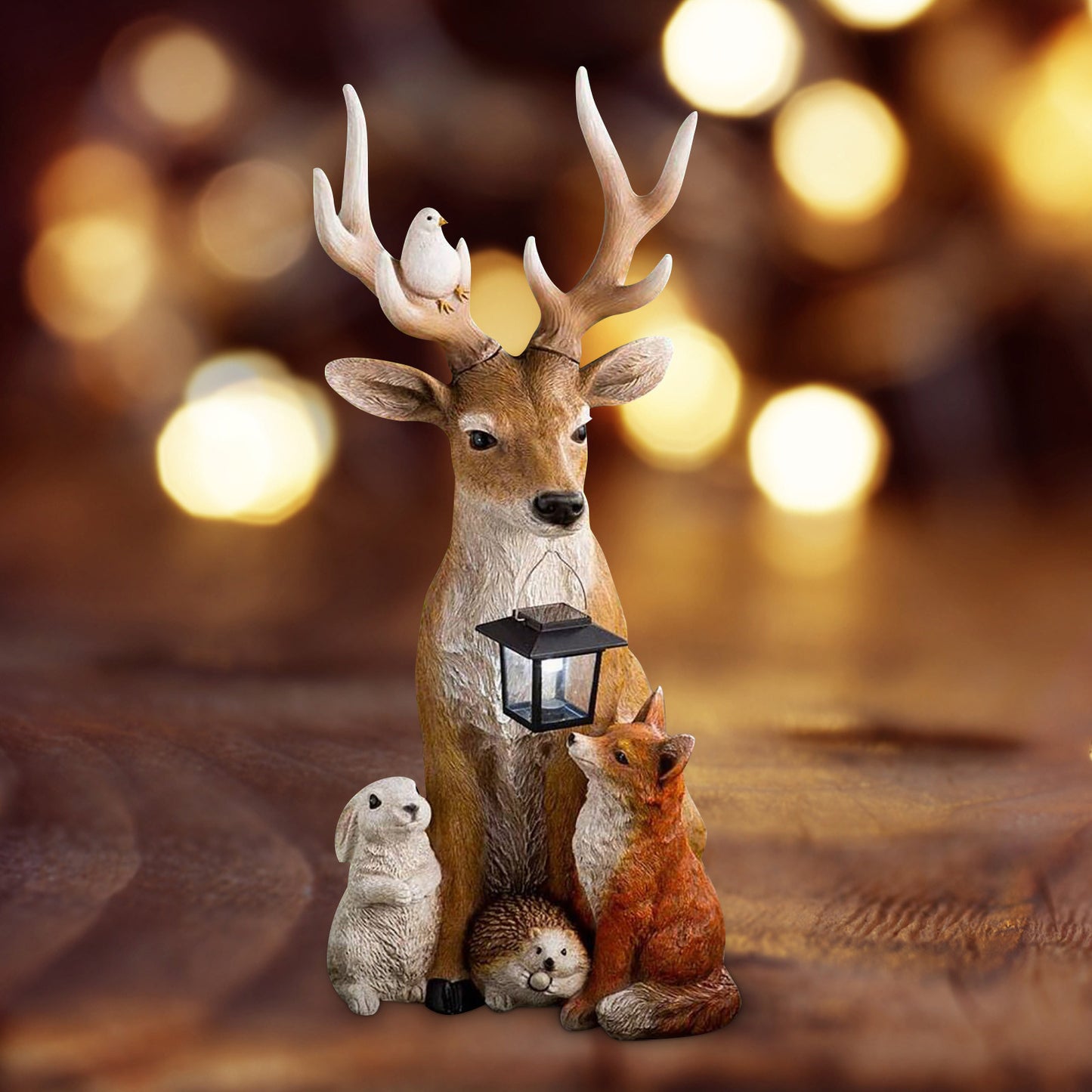 Solar Resin Deer Rabbit Hedgehog Wolf Ornaments