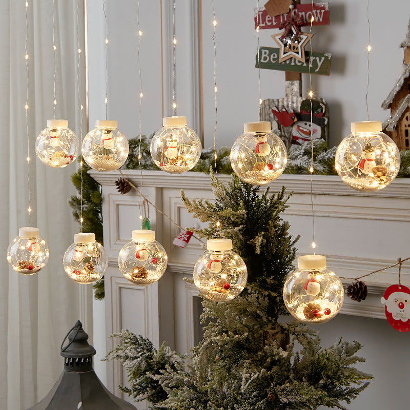 Christmas Curtain Lamp Fairy Snowman Wishing Ball String Lights – Festive Window & Lamp; Room Decoration