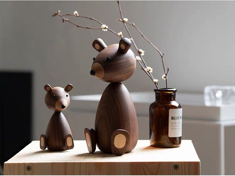 Wooden Cute Bear Figurines Ornaments
