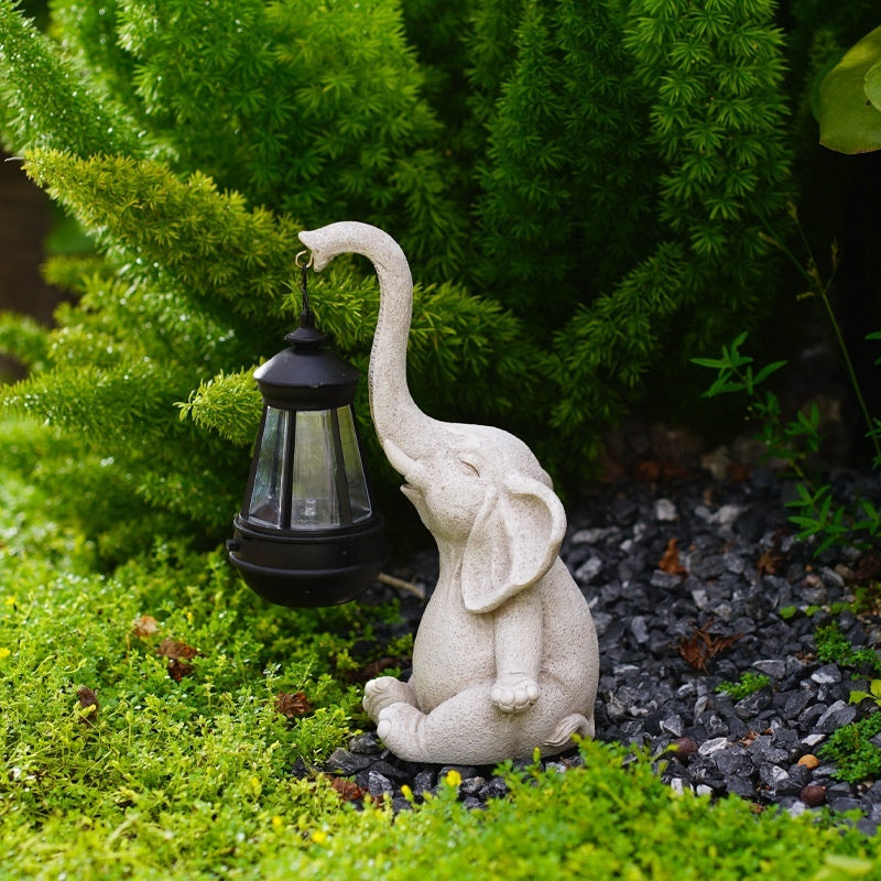Resin Craft Solar Lamp Elephant Ornaments