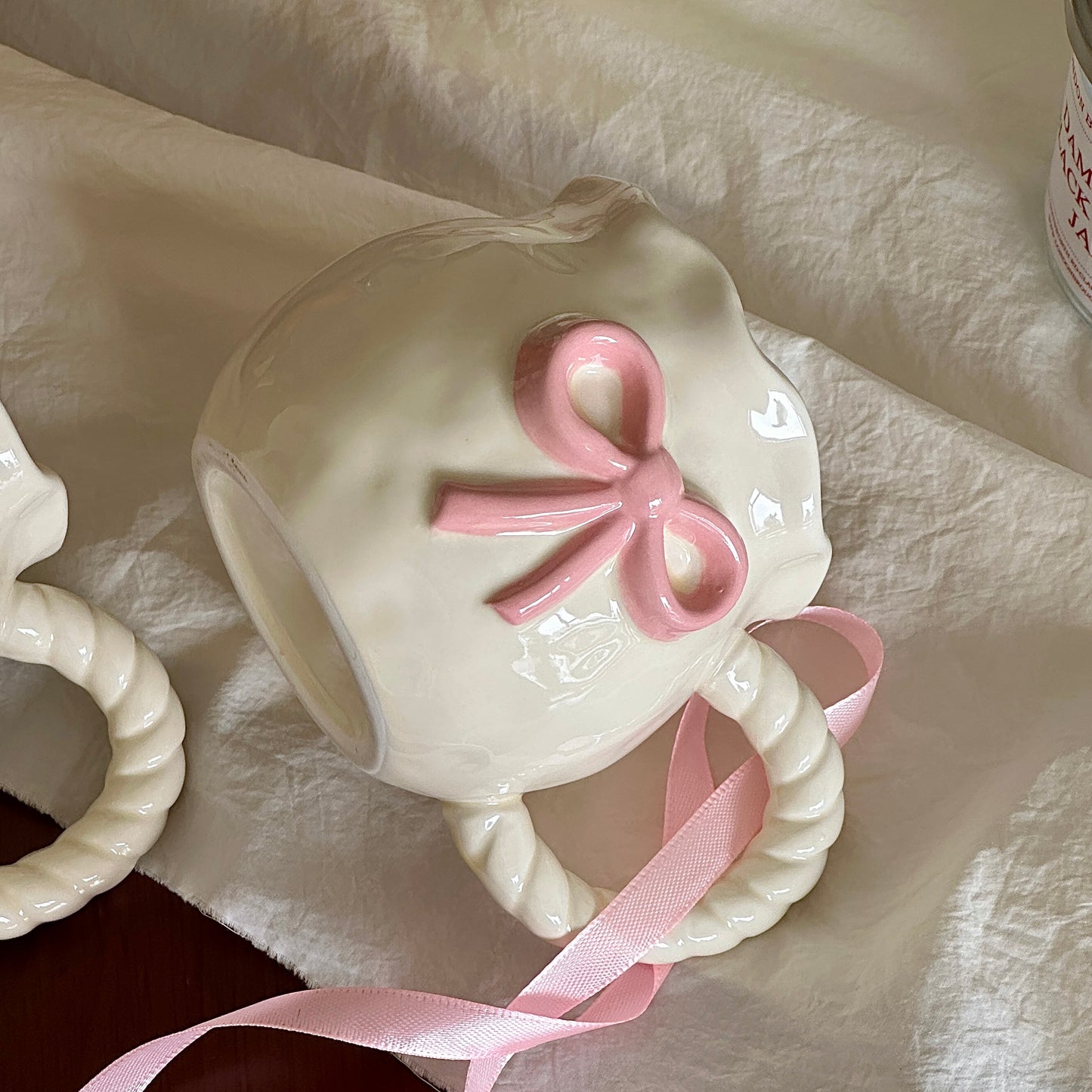 Hand Painted Embossed Flower Ceramic Mug