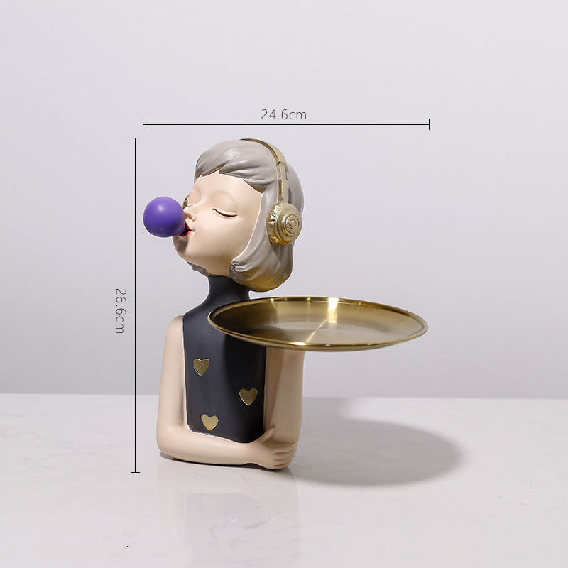 Adorable Cute Girl Wearing Headphones Resin Craft Ornament