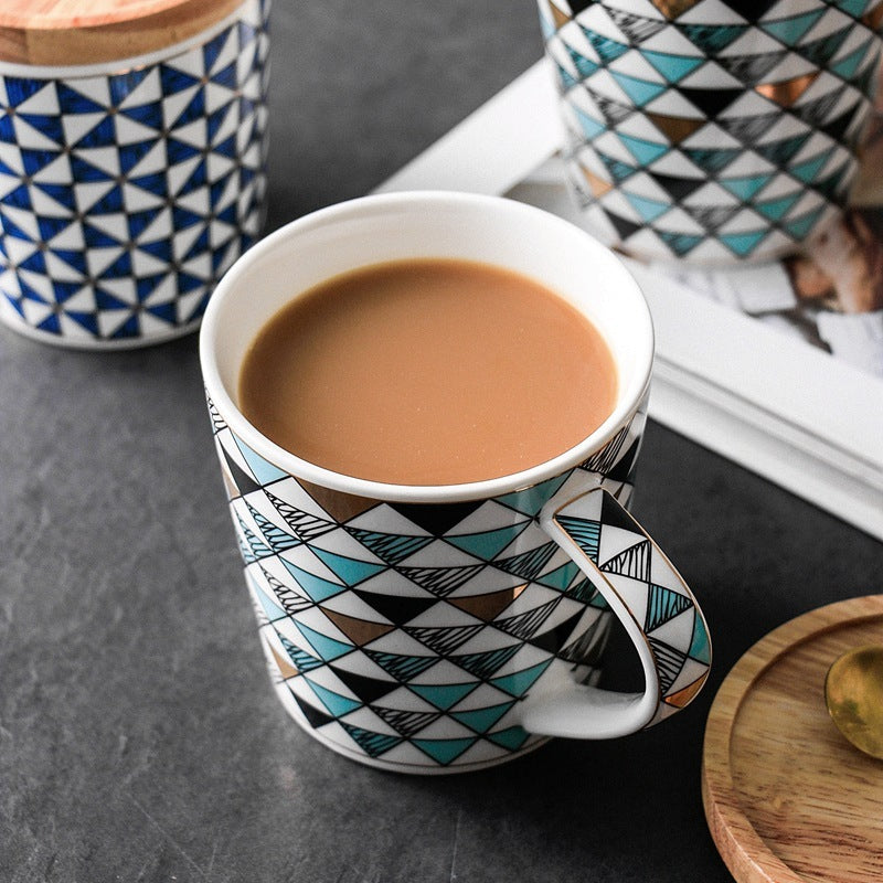 Scandinavian style geometric triangle mug