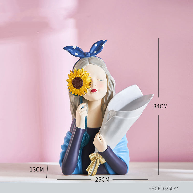 A Nordic Resin Girl Sculpture Abstract Art Room Decoration Home Living Room, Gifts