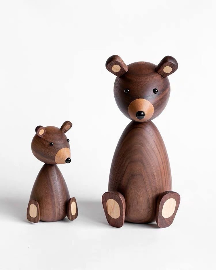 Wooden Cute Bear Figurines Ornaments