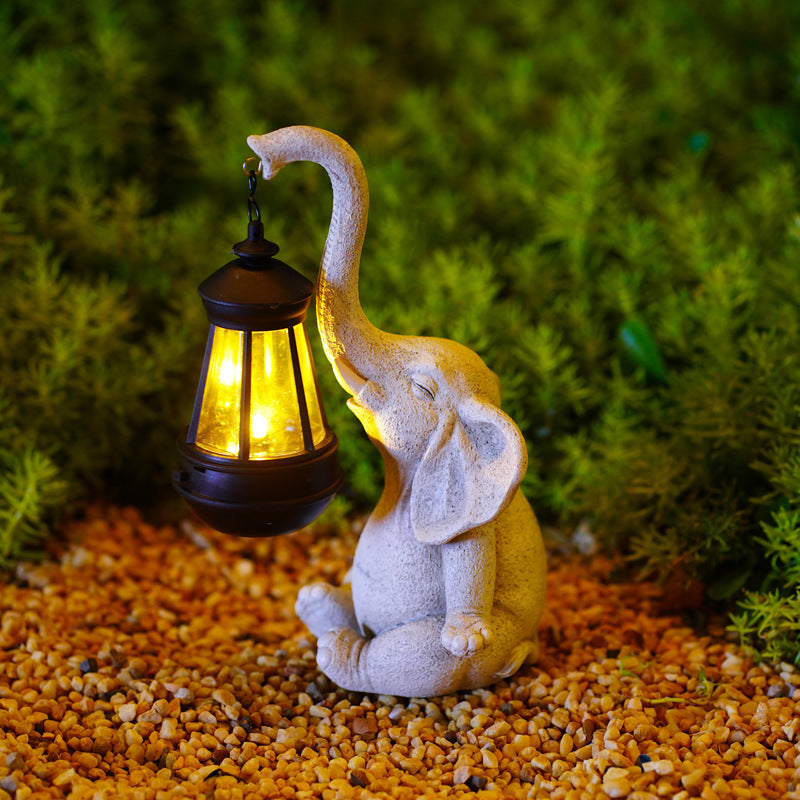 Resin Craft Solar Lamp Elephant Ornaments