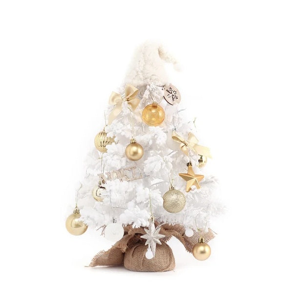 Tabletop Christmas Tree Small Mini Christmas Tree For Table Top Artificial Snow Flocked With Xmas Ornaments Gold Christmas Decorations For Home Office Apartment