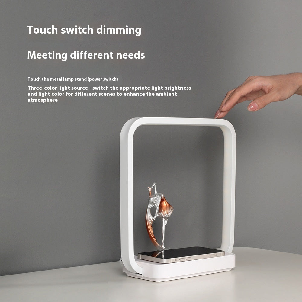 Lampe de table d'ambiance Chargeur sans fil pour téléphone portable Petite lampe de nuit