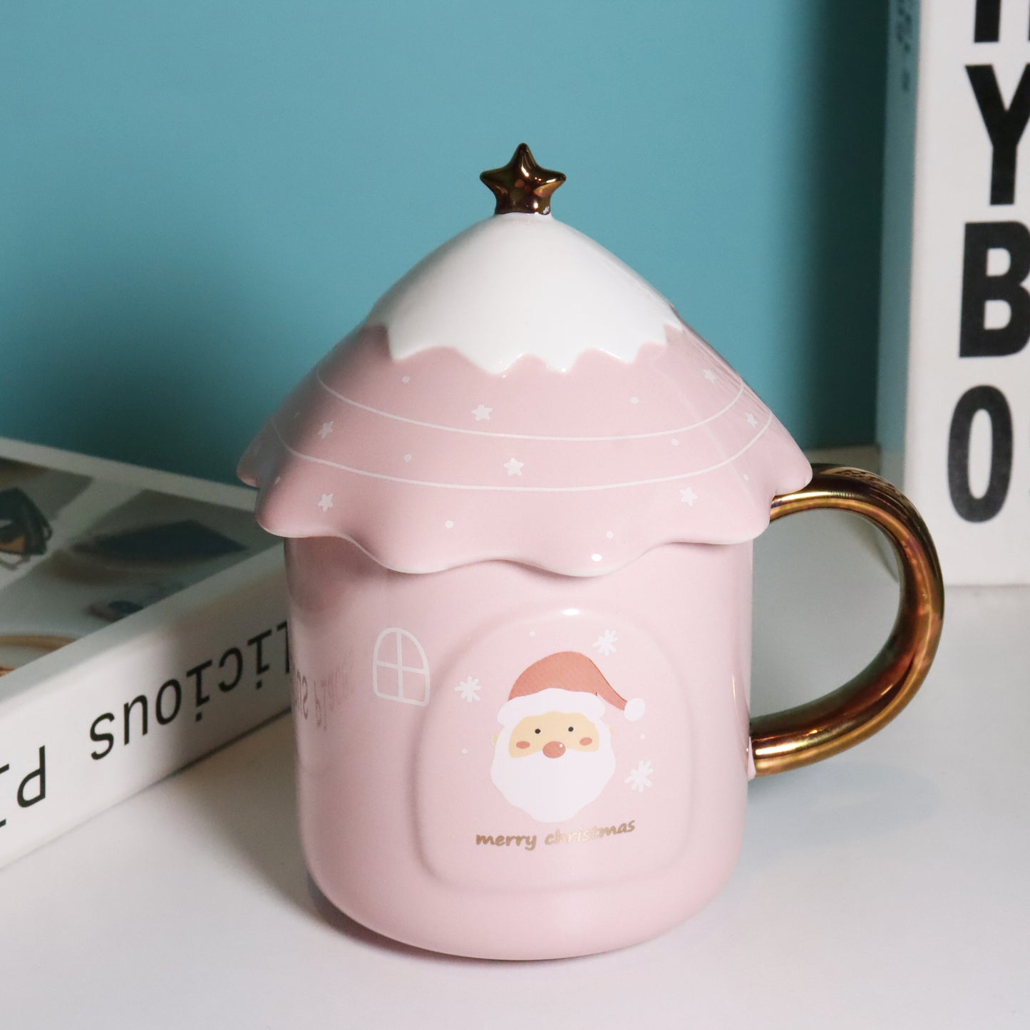 Creative Christmas Tree Mug Korean Cute Ceramic Christmas Gift Large Capacity Water Cup With Lid