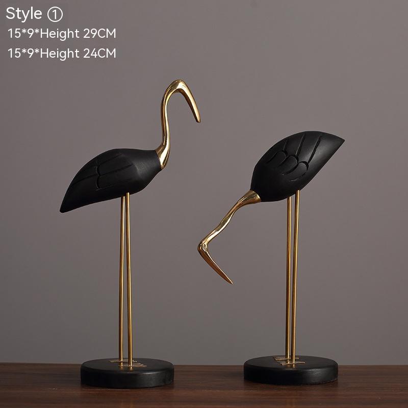 Brass With Solid Wood Crane Bird Ornaments
