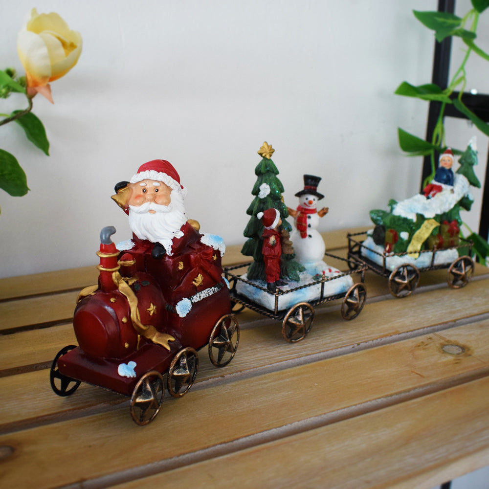 Resin Crafts Santa Claus Train Three-piece Set