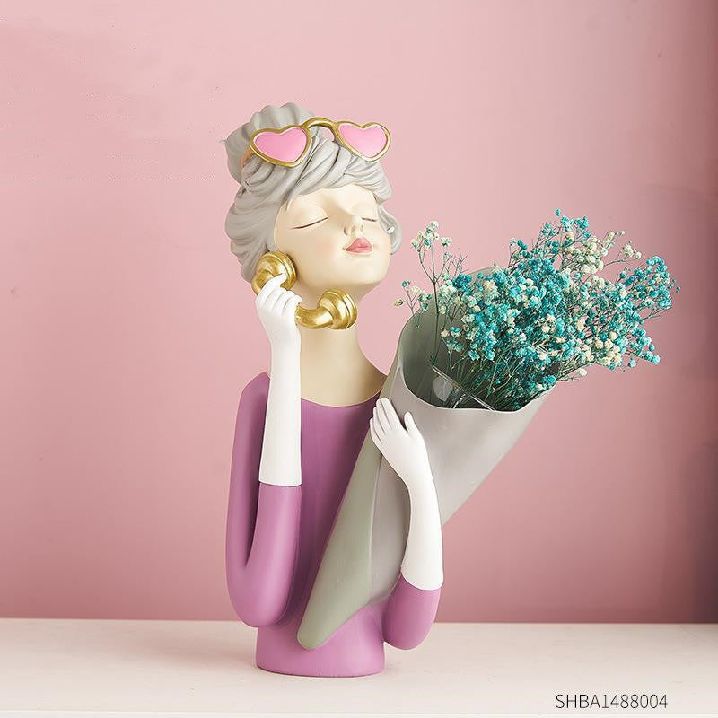A Nordic Resin Girl Sculpture Abstract Art Room Decoration Home Living Room, Gifts