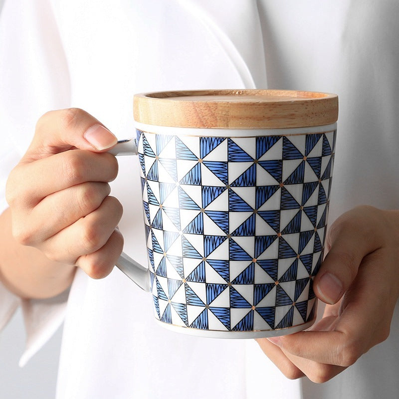 Scandinavian style geometric triangle mug