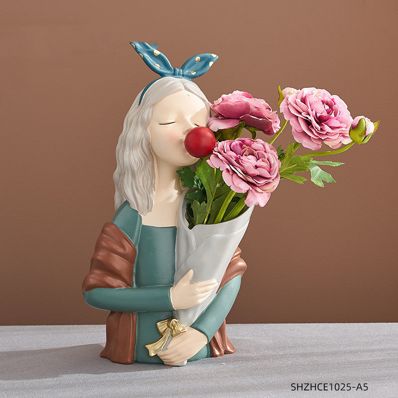 A Nordic Resin Girl Sculpture Abstract Art Room Decoration Home Living Room, Gifts