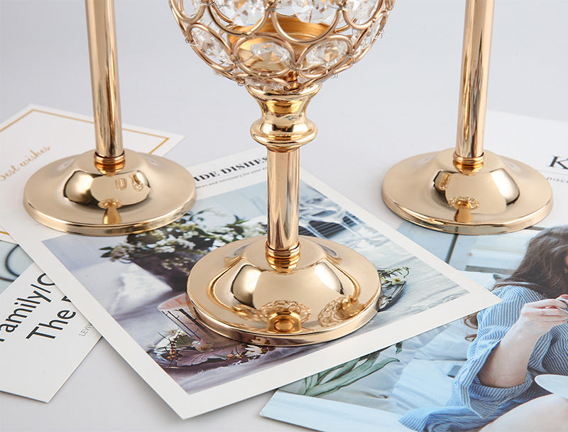 European Mini Crystal Candlestick Creative Metal Ornaments