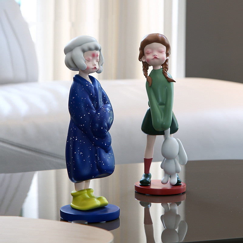 Cute Girl Resin Ornament Home Living Room Desktop