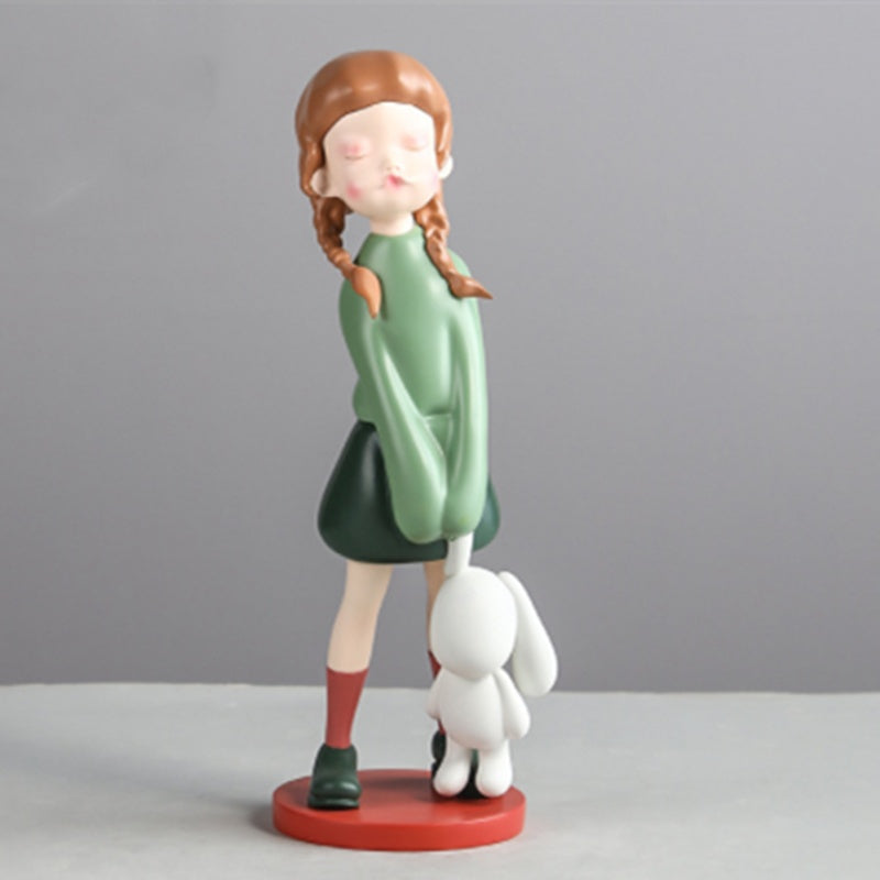 Cute Girl Resin Ornament Home Living Room Desktop