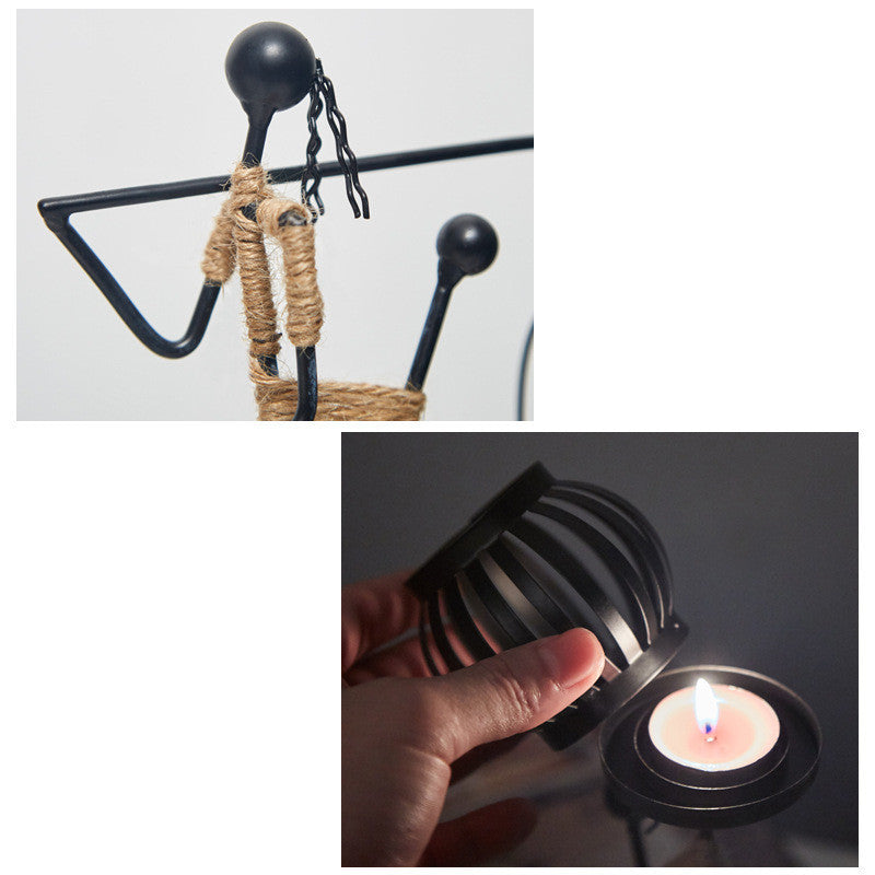 Girl iron candlestick decoration