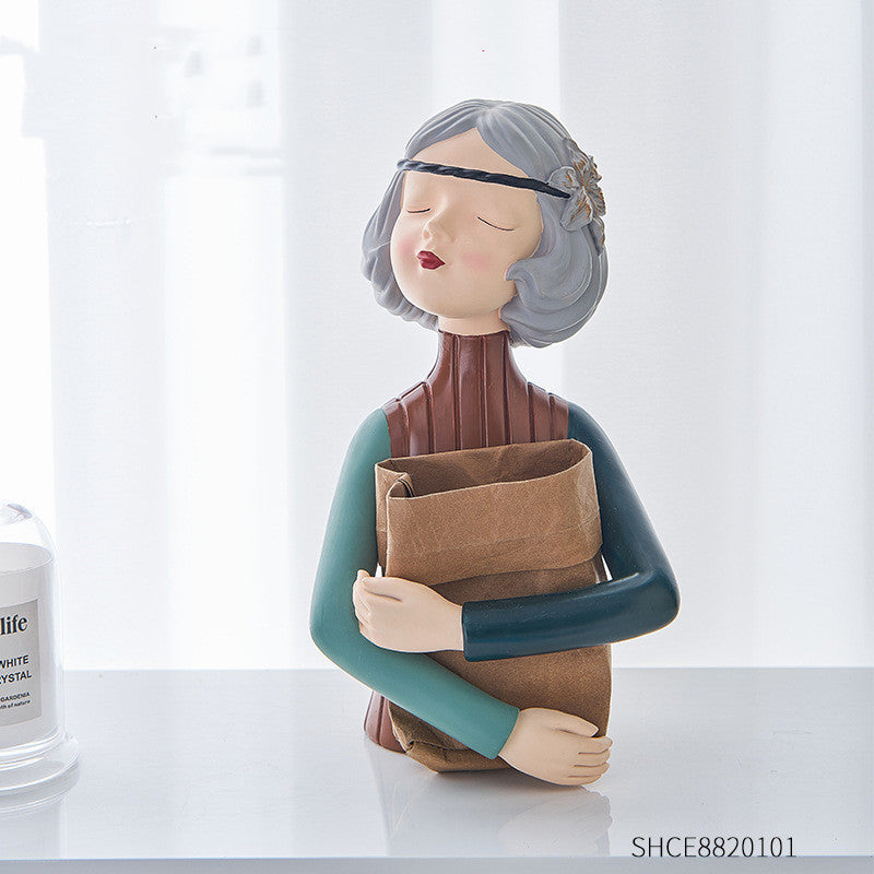 A Nordic Resin Girl Sculpture Abstract Art Room Decoration Home Living Room, Gifts