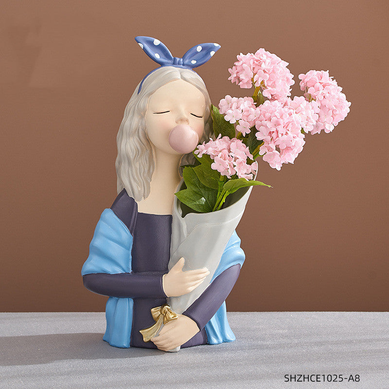 A Nordic Resin Girl Sculpture Abstract Art Room Decoration Home Living Room, Gifts