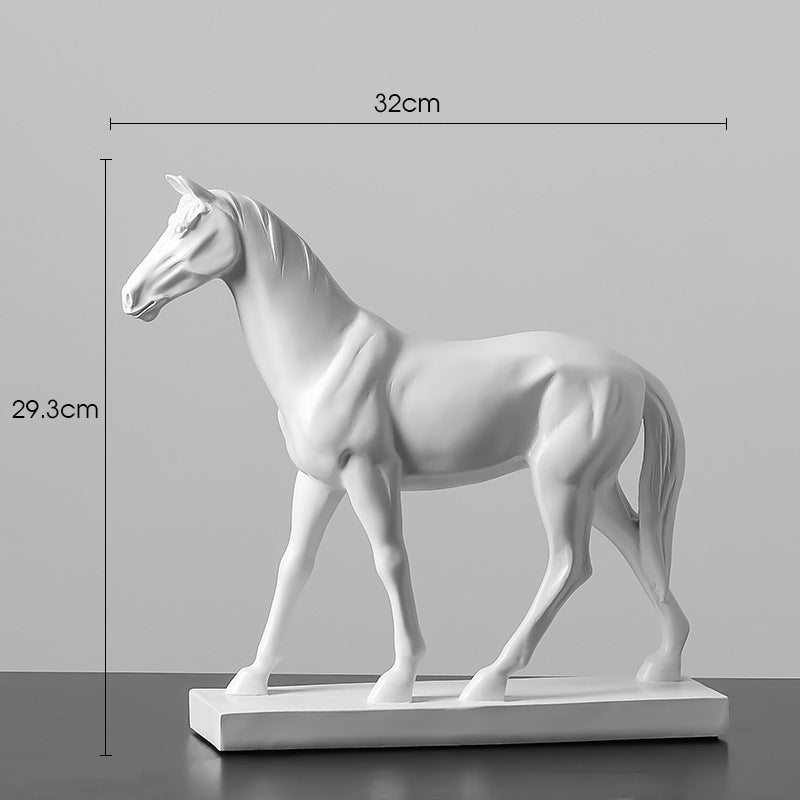 Resin White Horse Sculpture Ornament Living Room & Home Decoration