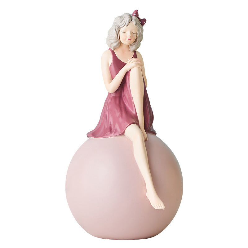 Cute Resin Bubble Girl Character Statue Model Ornaments Home Decoration