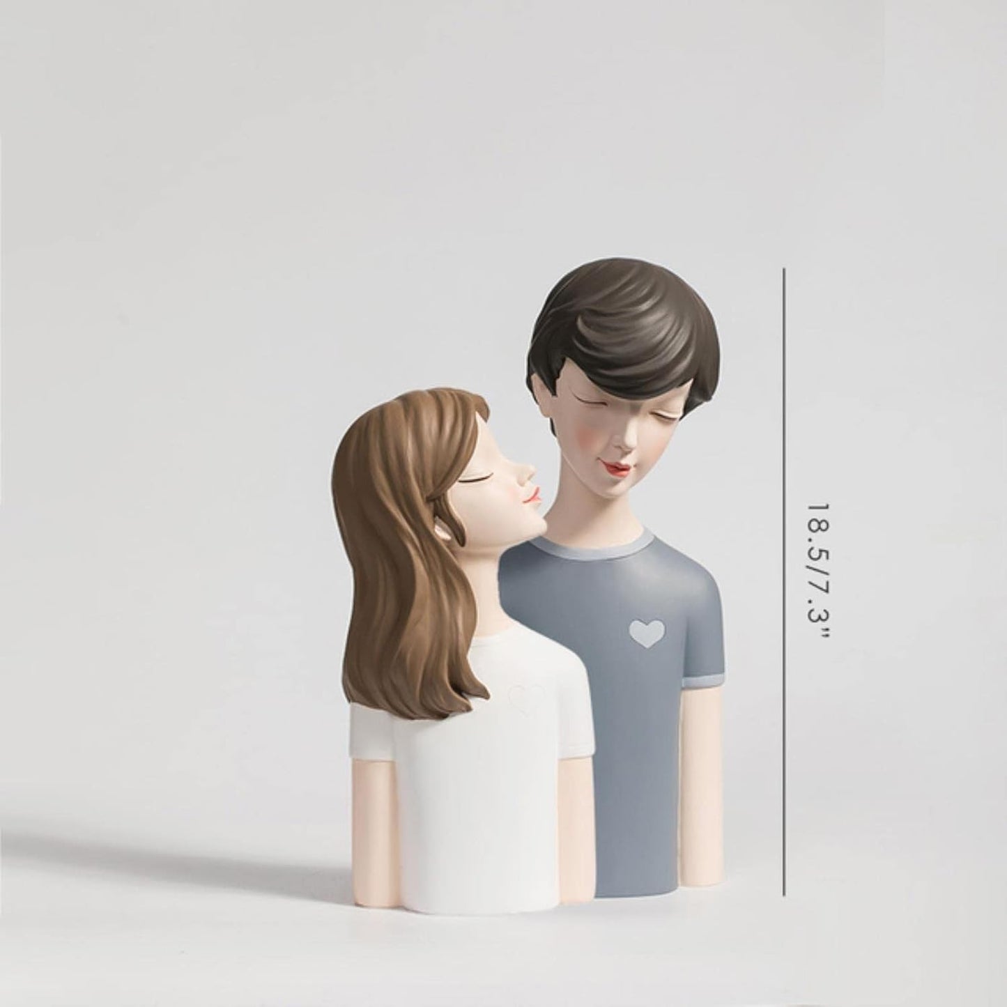 Resin Young Girl And Boy Heart Sculptures Miniatures for Home Decor