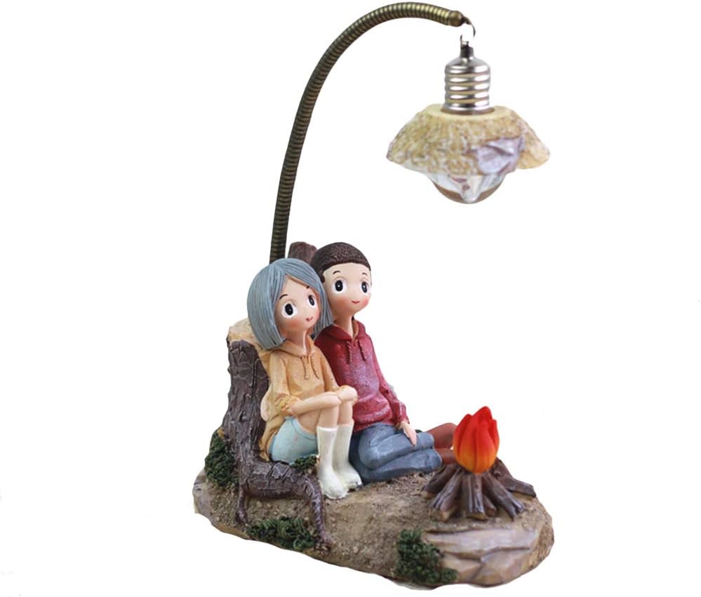 Creative Romantic Couple Lovers Bamboo Fire Night Light