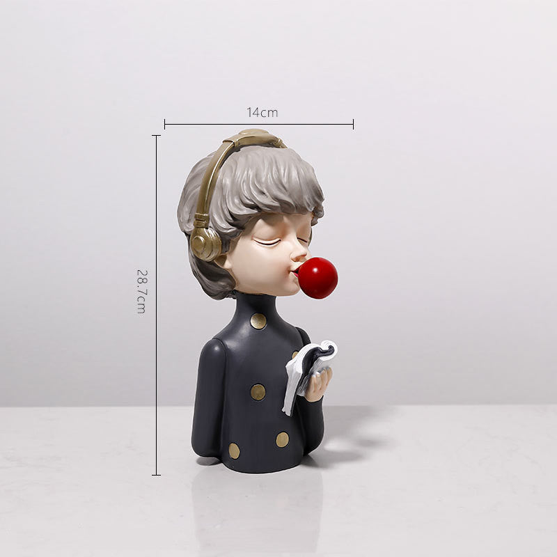 Adorable Cute Girl Wearing Headphones Resin Craft Ornament