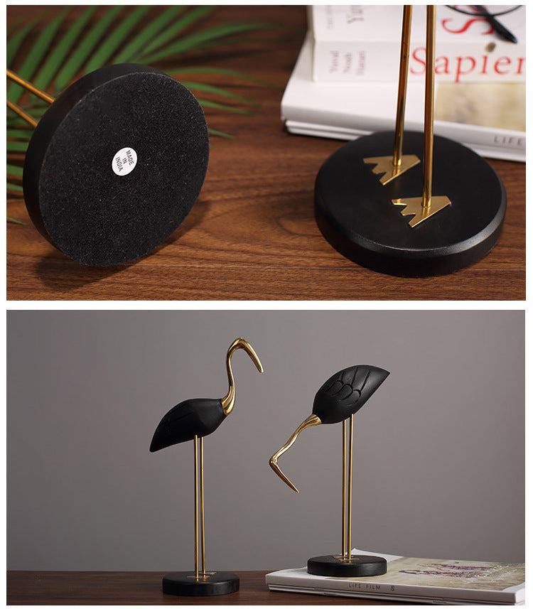 Brass With Solid Wood Crane Bird Ornaments