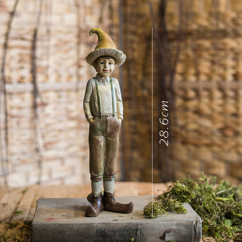 Forest Mushroom Boy Resin Ornament Sculpture