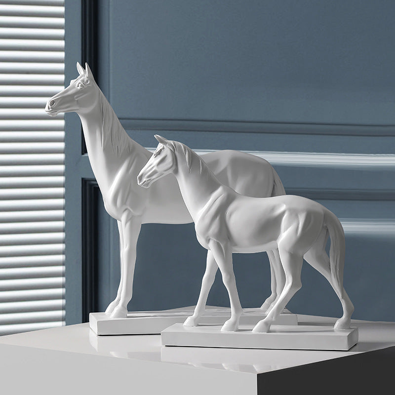 Resin White Horse Sculpture Ornament Living Room & Home Decoration