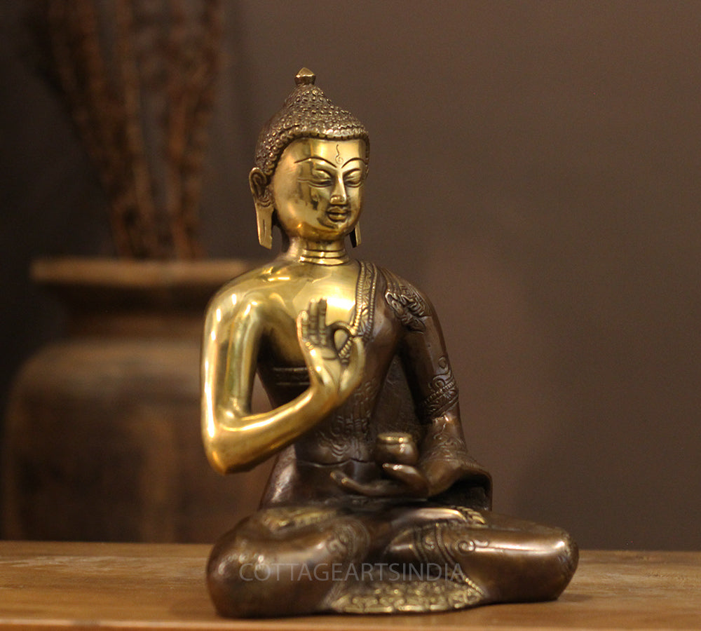 Brass Buddha Vitarka Mudra 9"