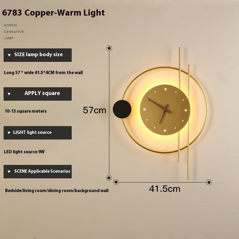 Light Luxury Living Room Creative Clock Bedroom Bedside Lamp