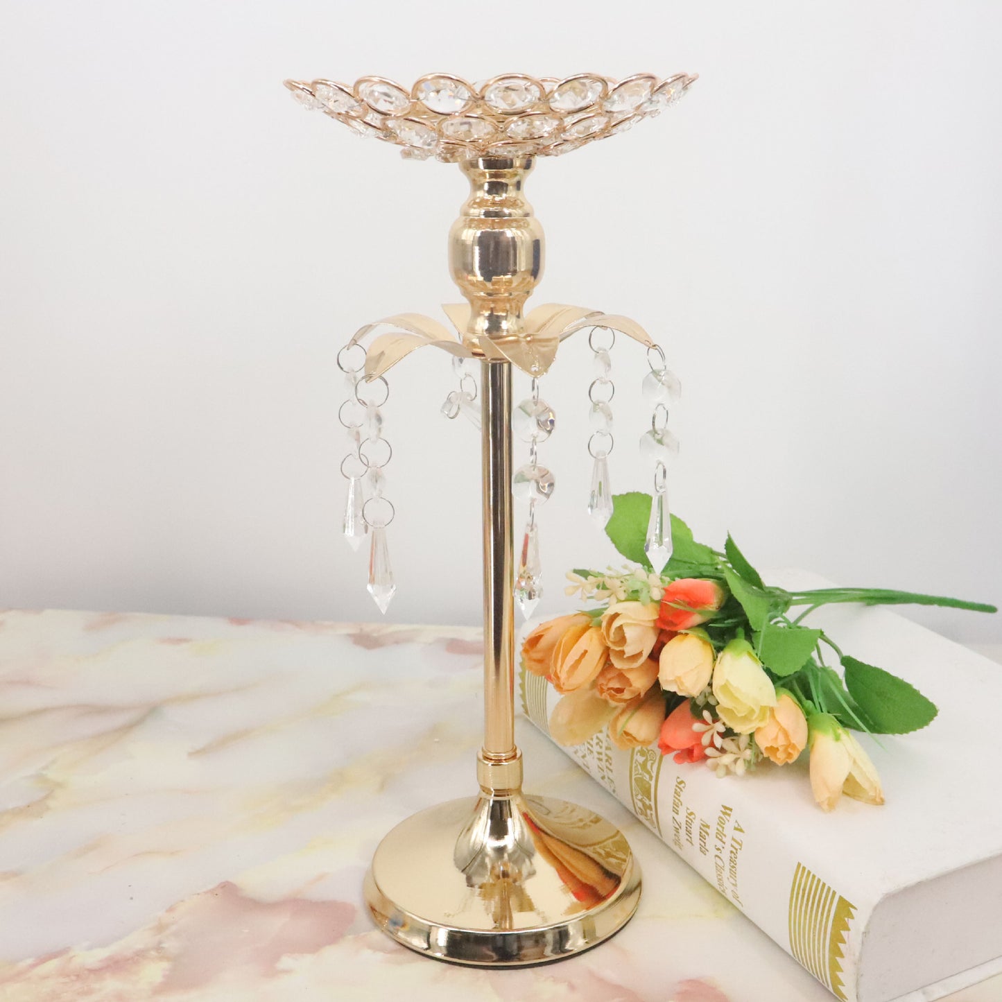 European Style Golden Candlestick Ornaments Professional Wedding
