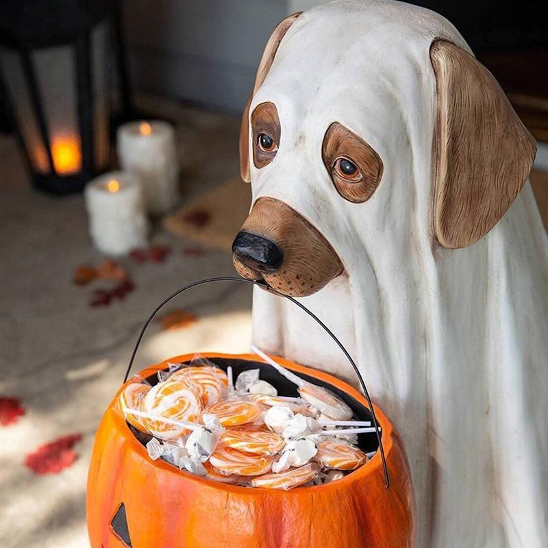 Puppy Pumpkin Candy Bowl Christmas Ornaments