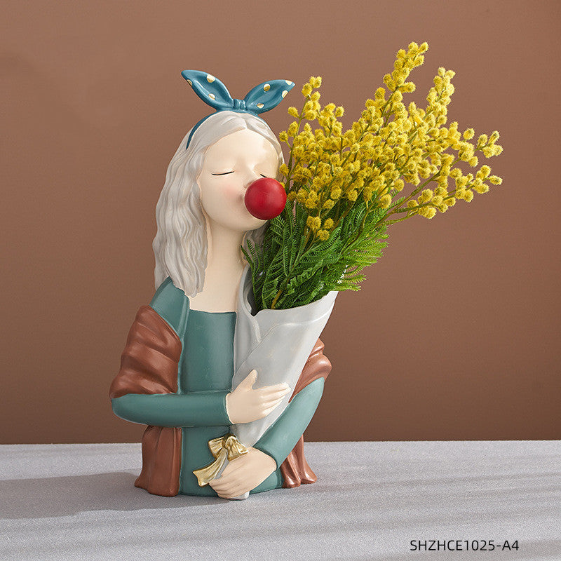 A Nordic Resin Girl Sculpture Abstract Art Room Decoration Home Living Room, Gifts