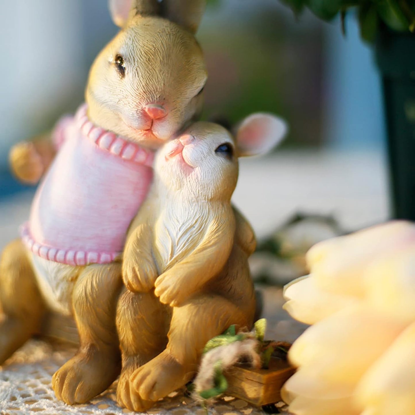 Creative Rabbit Bunny Sculpture Ornaments Wall Hanging Garden Decoration