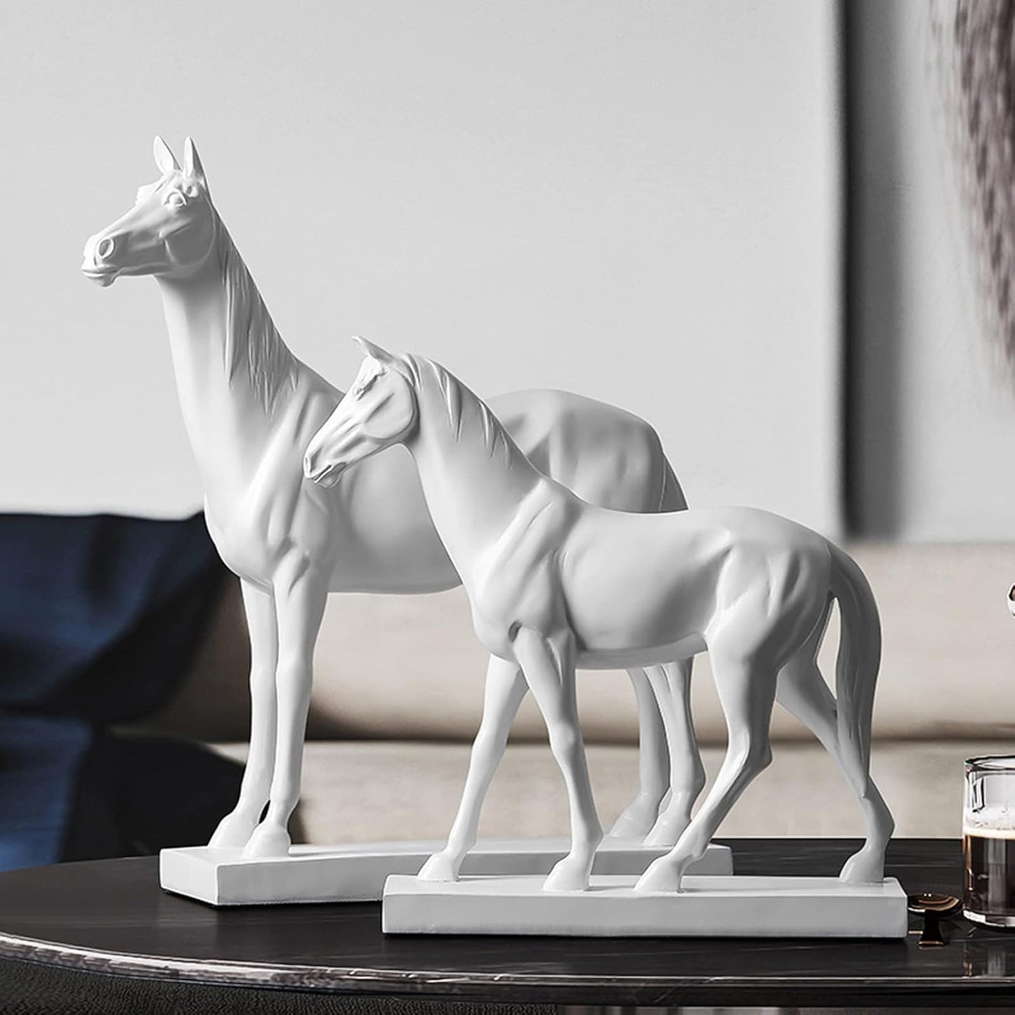 Resin White Horse Sculpture Ornament Living Room & Home Decoration