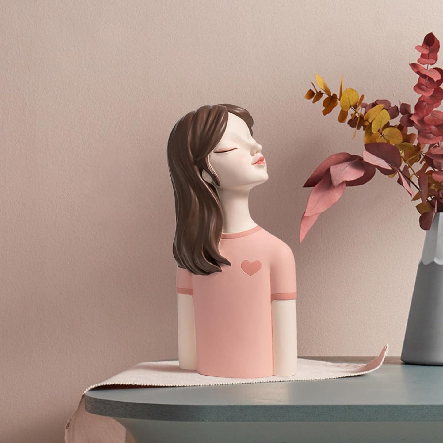 Resin Young Girl And Boy Heart Sculptures Miniatures for Home Decor