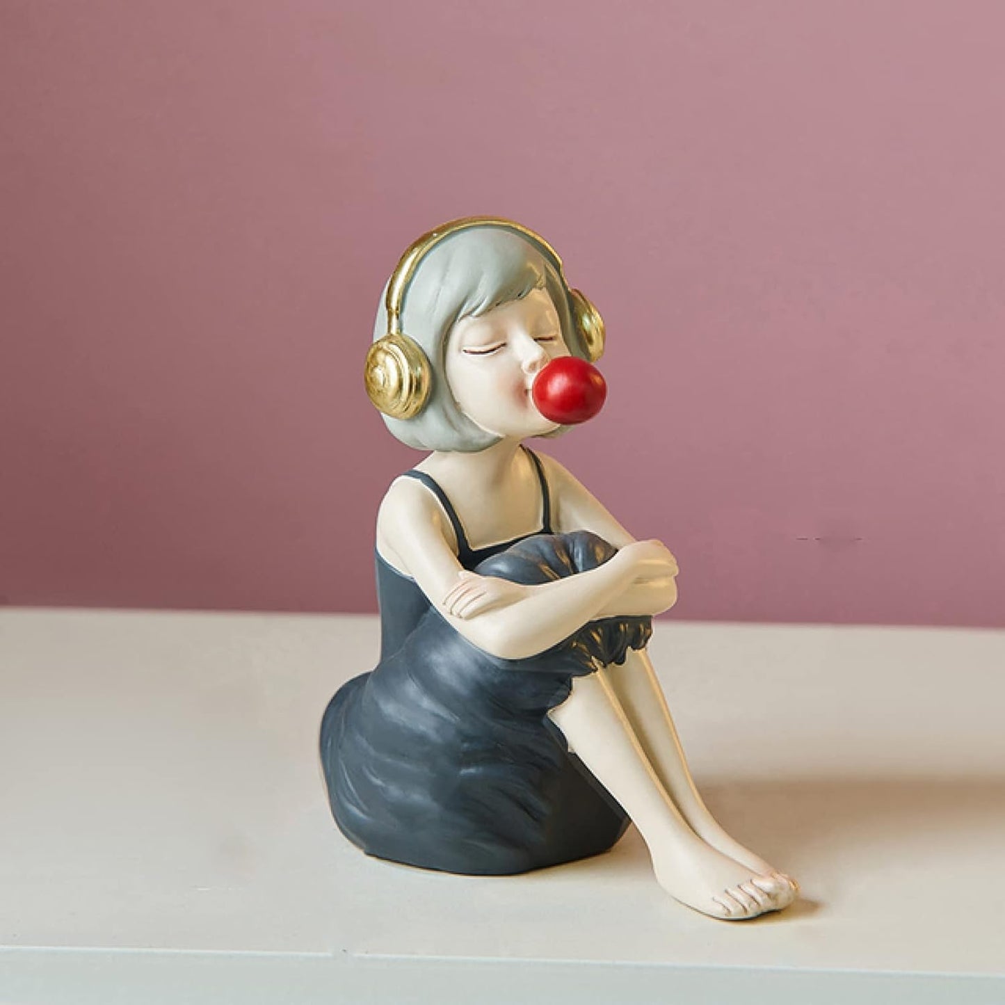 Adorable Cute Girl Wearing Headphones Resin Craft Ornament