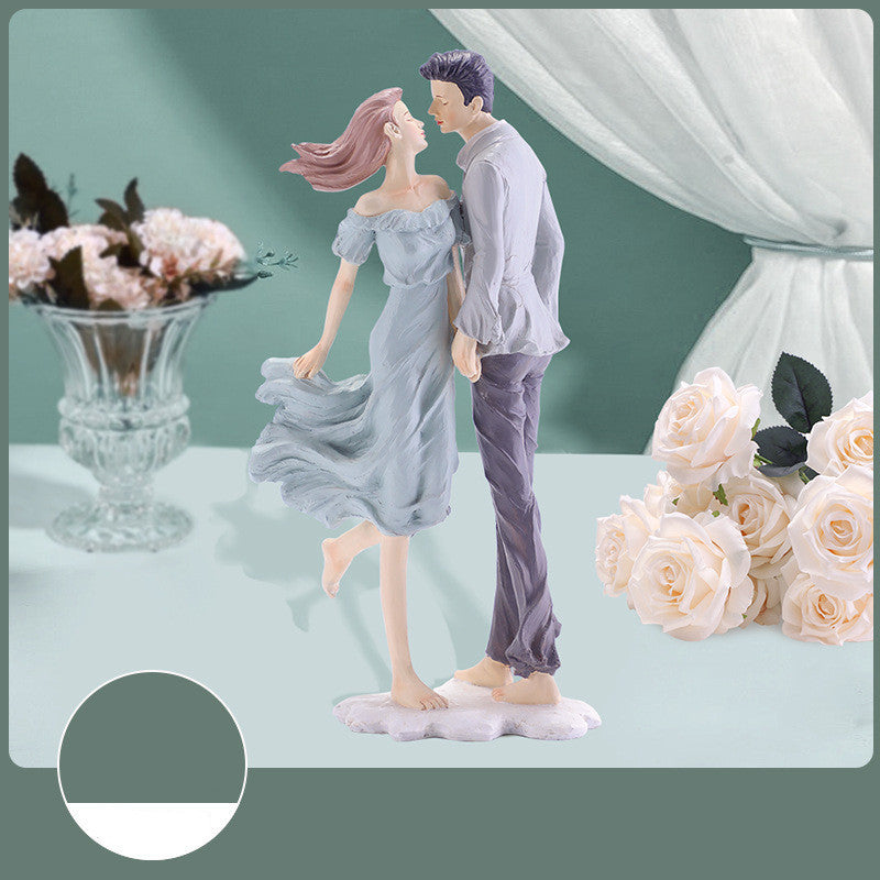 Resin Creative Lovely Couple Statue – Romantic Lover Sculpture & Home Décor