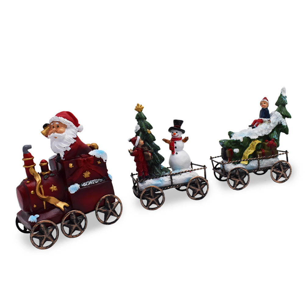 Resin Crafts Santa Claus Train Three-piece Set