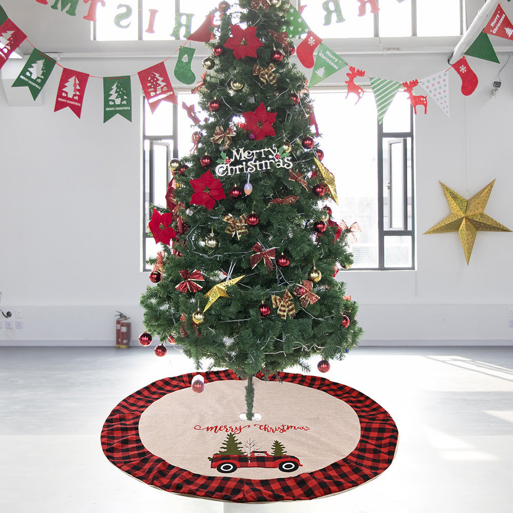 Jupe d'arbre en lin pour voiture, sapin de Noël, 120 cm, décoration de Noël