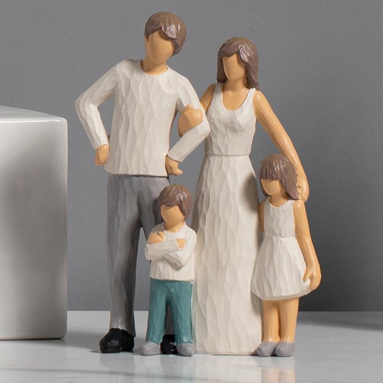 Resin Parents Children Sculpture Crafts Family